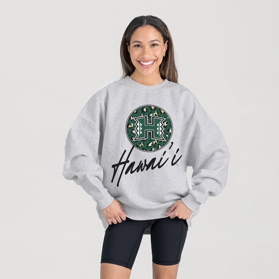 Women's Gameday Couture Ash Hawaii Rainbow Warriors Premium Fleece Pullover Sweatshirt