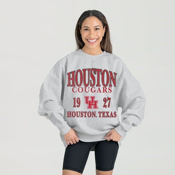 Women's Gameday Couture Ash Houston Cougars Premium Fleece Pullover Sweatshirt
