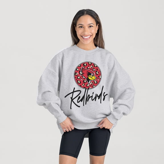 Women's Gameday Couture Ash Illinois State Redbirds Premium Fleece Pullover Sweatshirt