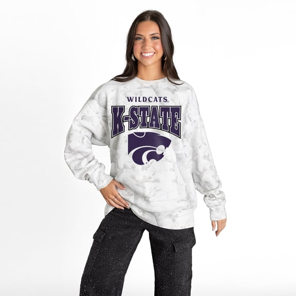Women's Gameday Couture  Ash Kansas State Wildcats Rally Ready Premium Fleece Camo Sweatshirt