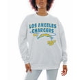 thumbnail image 1 of Women's Gameday Couture Ash Los Angeles Chargers Gridiron Goals Premium Drop Shoulder Pullover Sweatshirt, 1 of 3