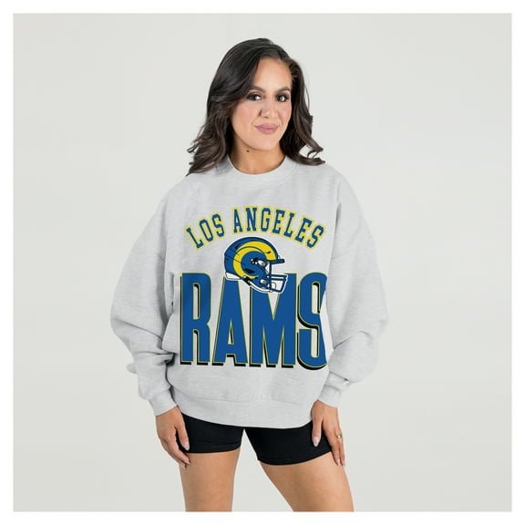 Women's Gameday Couture  Ash Los Angeles Rams Fierce Focus Premium Oversized Fleece Pullover Sweatshirt