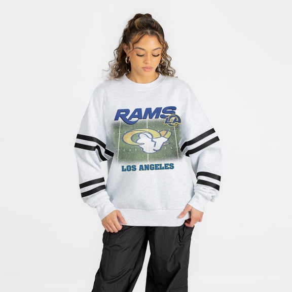 Women's Gameday Couture Ash Los Angeles Rams Off the Grid Oversized Fleece Sweatshirt