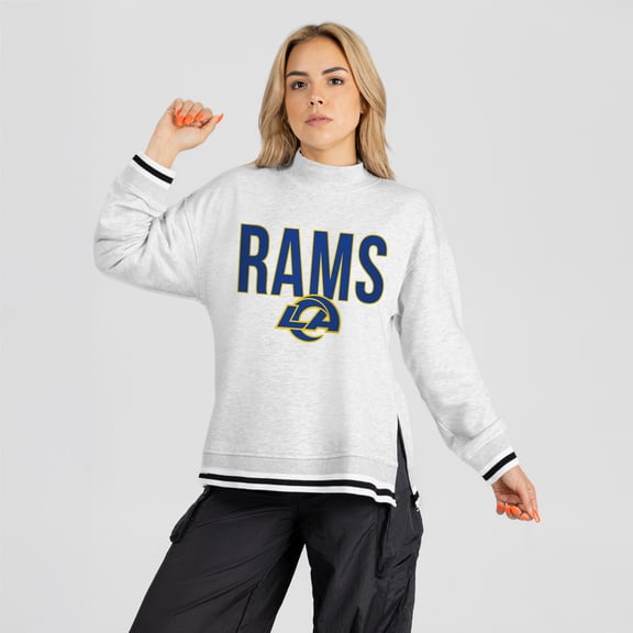 Women's Gameday Couture Ash Los Angeles Rams Rally Point Contrast Stripe Mock Neck Sweatshirt