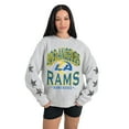 thumbnail image 1 of Women's Gameday Couture  Ash Los Angeles Rams Resilience Relaxed Rhinestone Pullover Sweatshirt, 1 of 6