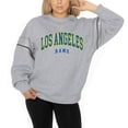 thumbnail image 1 of Women's Gameday Couture Ash Los Angeles Rams Rhinestone Drop Shoulder Oversized Fleece Pullover Sweatshirt, 1 of 3