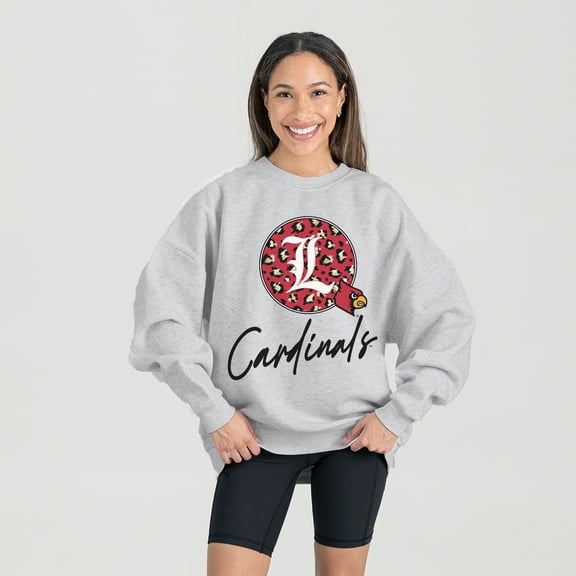 Women's Gameday Couture Ash Louisville Cardinals Premium Fleece Pullover Sweatshirt