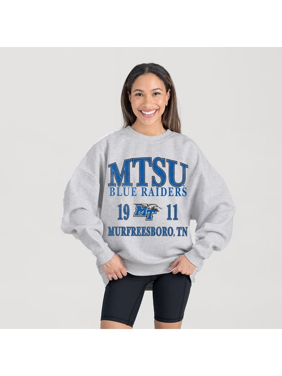 Women's Gameday Couture Ash MTSU Blue Raiders Premium Fleece Pullover Sweatshirt