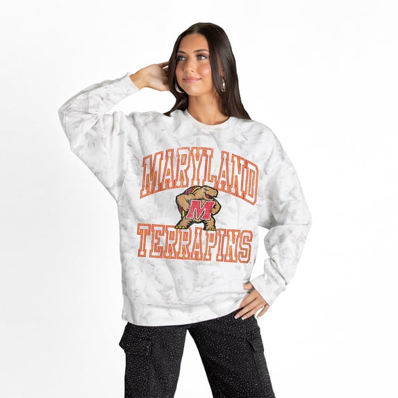 Women's Gameday Couture Ash Maryland Terrapins Whiteout Premium Fleece Camo Sweatshirt