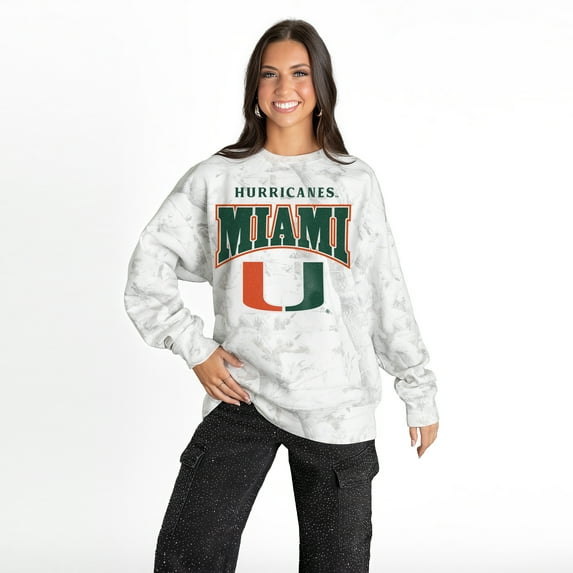 Women's Gameday Couture Ash Miami Hurricanes Rally Ready Premium Fleece Camo Sweatshirt