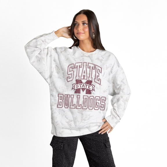 Women's Gameday Couture Ash Mississippi State Bulldogs Whiteout Premium Fleece Camo Sweatshirt