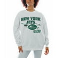 thumbnail image 1 of Women's Gameday Couture Ash New York Jets Gridiron Goals Premium Drop Shoulder Pullover Sweatshirt, 1 of 3