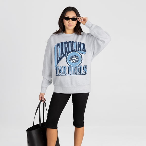 Women's Gameday Couture Ash North Carolina Tar Heels Game On Sweatshirt
