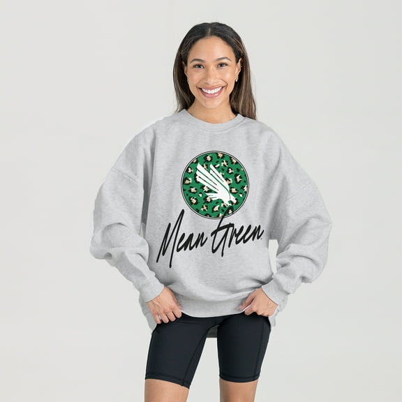 Women's Gameday Couture Ash North Texas Mean Green Premium Fleece Pullover Sweatshirt