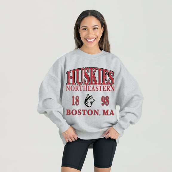 Women's Gameday Couture Ash Northeastern Huskies Premium Fleece Pullover Sweatshirt
