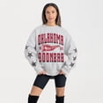 thumbnail image 1 of Women's Gameday Couture Ash Oklahoma Sooners Oversized Pennant Pride Rhinestone Star Sleeve Sweatshirt, 1 of 3