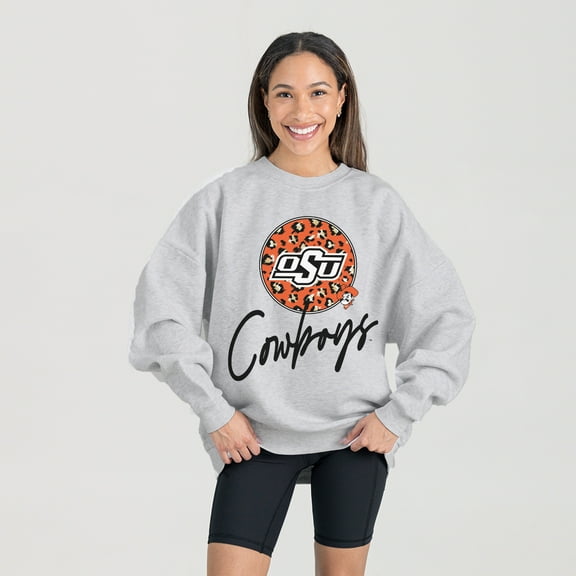 Women's Gameday Couture Ash Oklahoma State Cowboys Premium Fleece Pullover Sweatshirt