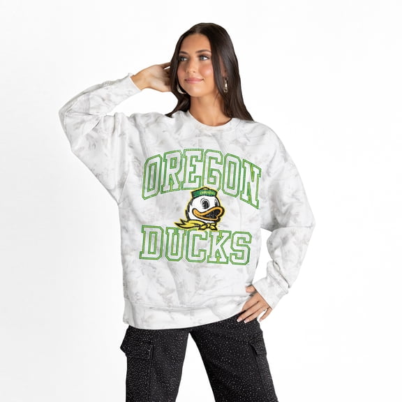 Women's Gameday Couture Ash Oregon Ducks Whiteout Premium Fleece Camo Sweatshirt