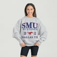 thumbnail image 1 of Women's Gameday Couture Ash SMU Mustangs Premium Fleece Pullover Sweatshirt, 1 of 5