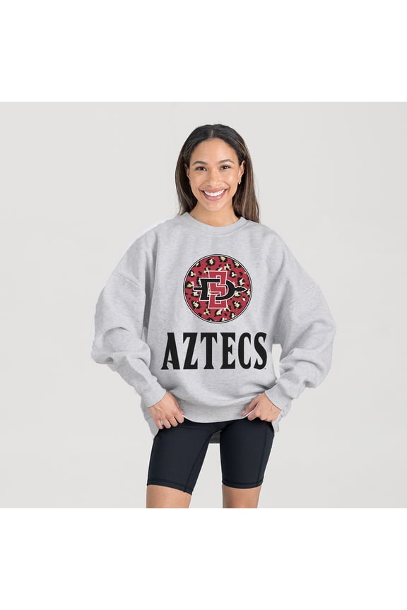 Women's Gameday Couture Ash San Diego State Aztecs Premium Fleece Pullover Sweatshirt