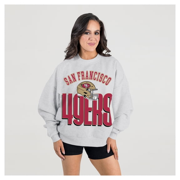 Women's Gameday Couture  Ash San Francisco 49ers Fierce Focus Premium Oversized Fleece Pullover Sweatshirt