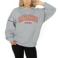 thumbnail image 1 of Women's Gameday Couture Ash San Francisco 49ers Rhinestone Drop Shoulder Oversized Fleece Pullover Sweatshirt, 1 of 3