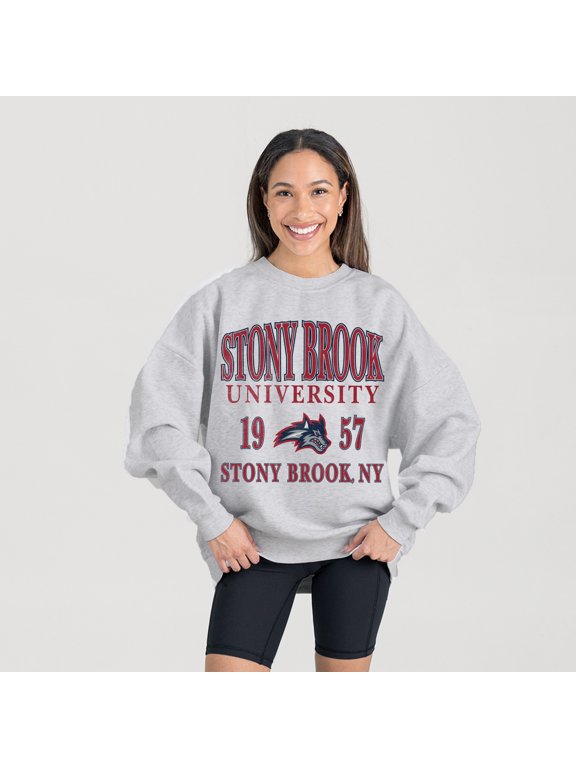Women's Gameday Couture Ash Stony Brook Seawolves Premium Fleece Pullover Sweatshirt