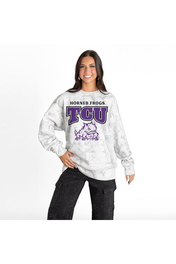 Women's Gameday Couture Ash TCU Horned Frogs Rally Ready Premium Fleece Camo Sweatshirt