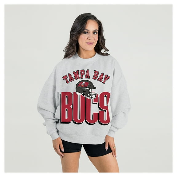 Women's Gameday Couture  Ash Tampa Bay Buccaneers Fierce Focus Premium Oversized Fleece Pullover Sweatshirt