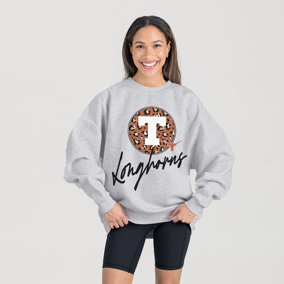 Women's Gameday Couture Ash Texas Longhorns Premium Fleece Pullover Sweatshirt