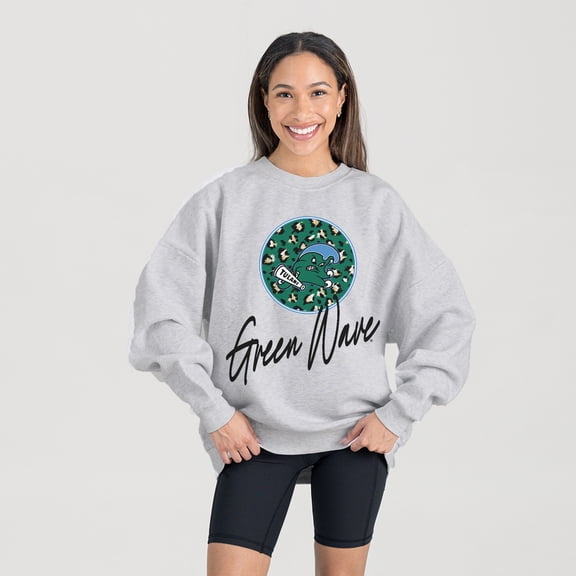 Women's Gameday Couture Ash Tulane Green Wave Premium Fleece Pullover Sweatshirt