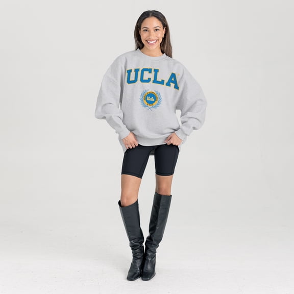 Women's Gameday Couture Ash UCLA Bruins Oversized Tradition Refined Premium Fleece Sweatshirt