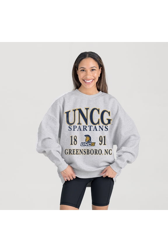 Women's Gameday Couture Ash UNCG Spartans Premium Fleece Pullover Sweatshirt