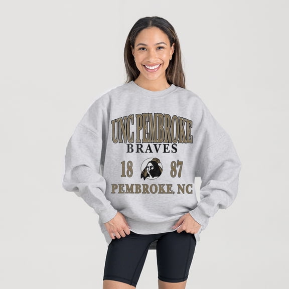 Women's Gameday Couture Ash University of North Carolina at Pembroke Braves Premium Fleece Pullover Sweatshirt