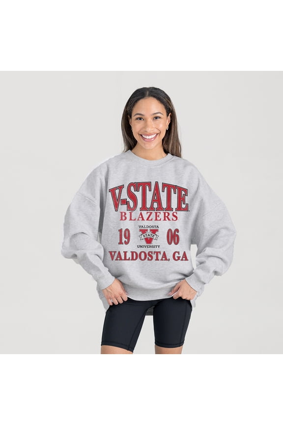 Women's Gameday Couture Ash Valdosta State Blazers Premium Fleece Pullover Sweatshirt