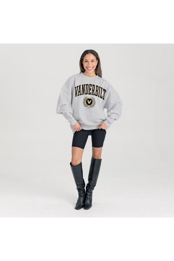 Women's Gameday Couture Ash Vanderbilt Commodores Oversized Tradition Refined Premium Fleece Sweatshirt