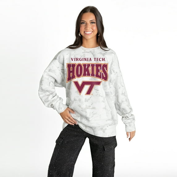 Women's Gameday Couture Ash Virginia Tech Hokies Rally Ready Premium Fleece Camo Sweatshirt