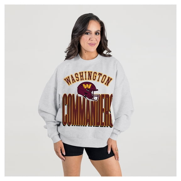 Women's Gameday Couture Ash Washington Commanders Fierce Focus Premium Oversized Fleece Pullover Sweatshirt