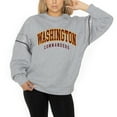 thumbnail image 1 of Women's Gameday Couture Ash Washington Commanders Rhinestone Drop Shoulder Oversized Fleece Pullover Sweatshirt, 1 of 3