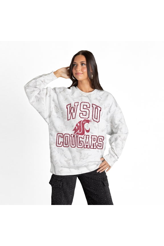 Women's Gameday Couture Ash Washington State Cougars Whiteout Premium Fleece Camo Sweatshirt