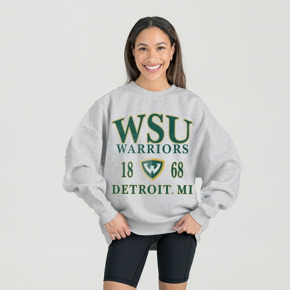 Women's Gameday Couture Ash Wayne State Warriors Premium Fleece Pullover Sweatshirt