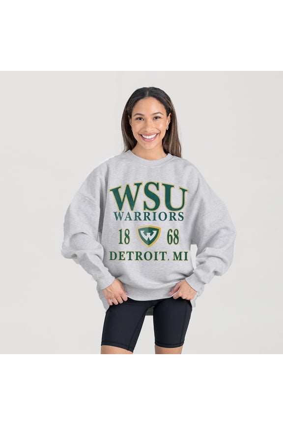 Women's Gameday Couture Ash Wayne State Warriors Premium Fleece Pullover Sweatshirt