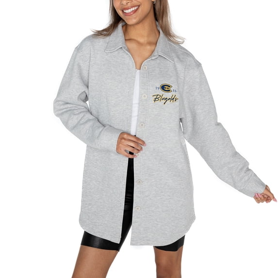 Women's Gameday Couture Ash Wisconsin Eau Claire Blugolds Foundation Full-Button Long Sleeve Overshirt