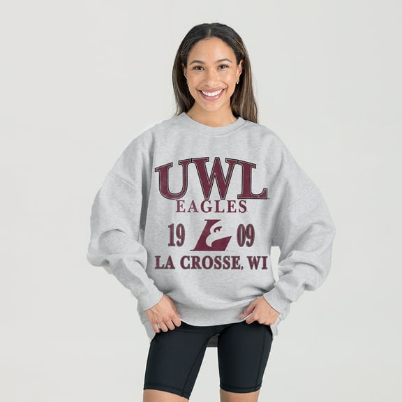 Women's Gameday Couture Ash Wisconsin-La Crosse Eagles Premium Fleece Pullover Sweatshirt