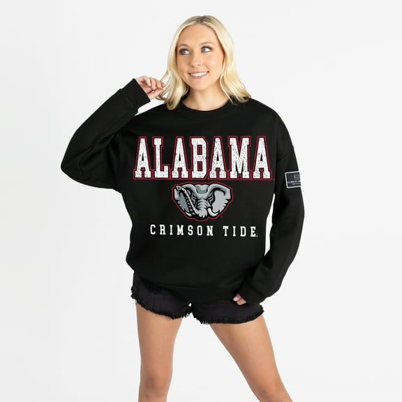 Women's Gameday Couture Black Alabama Crimson Tide Oversized Level Up Black Label Premium Sweatshirt