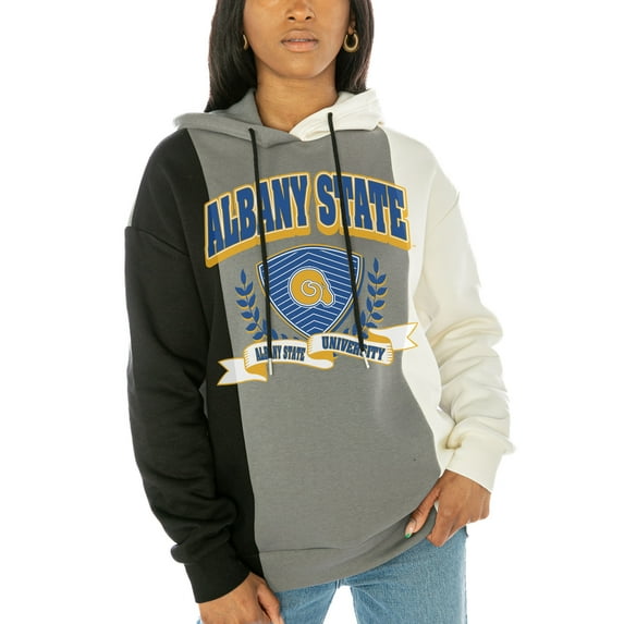 Women's Gameday Couture Black Albany State Golden Rams Hall Of Fame Color Block Pullover Hoodie