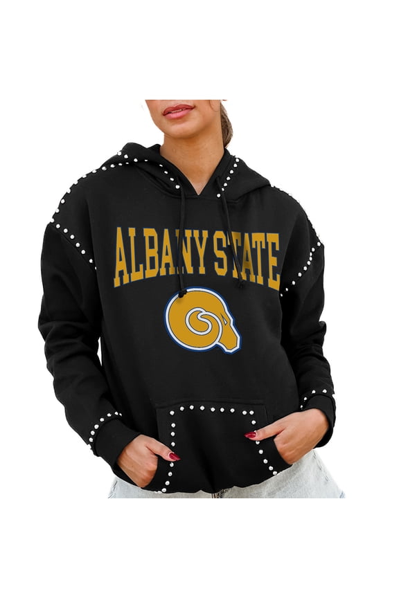 Women's Gameday Couture Black Albany State Golden Rams Studded Pullover Hoodie