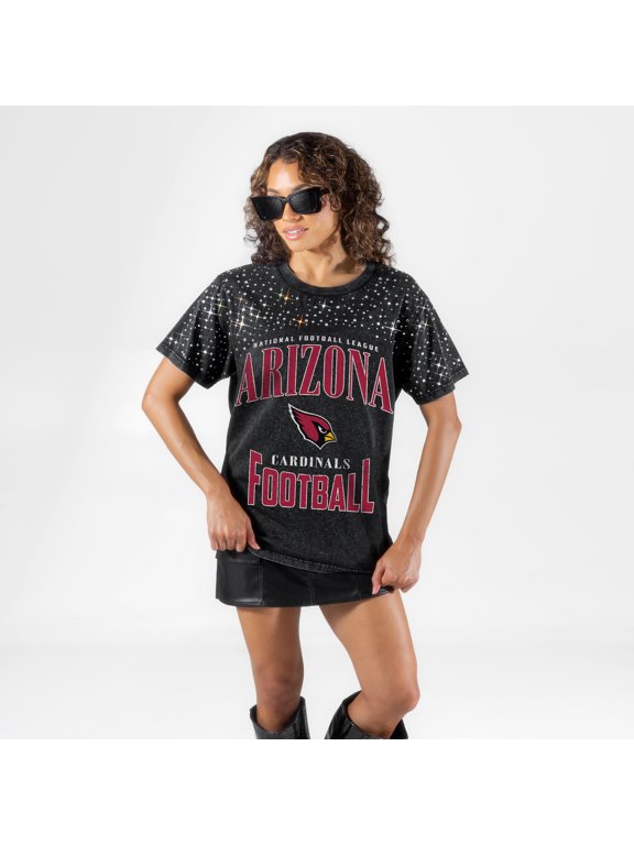 Women's Gameday Couture Black Arizona Cardinals In the Zone Washed Micro Rhinestone T-Shirt