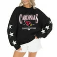 thumbnail image 1 of Women's Gameday Couture Black Arizona Cardinals Rhinestone Star Sleeve Settle the Score Oversized Tri-Blend Pullover, 1 of 3