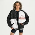 thumbnail image 1 of Women's Gameday Couture Black Arizona State Sun Devils Oversized Inner Drive Varsity Rhinestone Full-Snap Bomber Jacket, 1 of 5